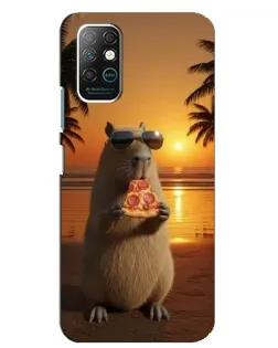 Чехол для Infinix Note 8 с картинкой «Капибара с пиццей»