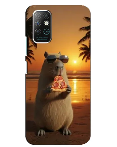Чехол для Infinix Note 8 с картинкой «Капибара с пиццей»