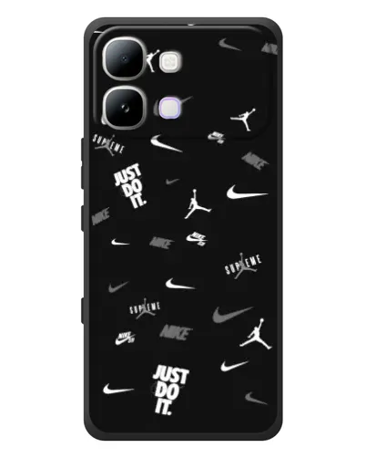 Чехол для Infinix Note Edge с картинкой «Nike Black Pattern»