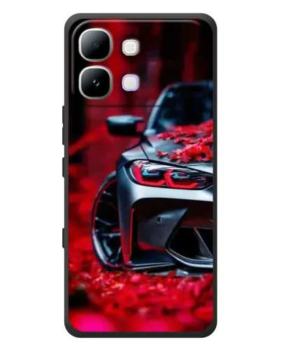 Чехол для Infinix Note Edge с картинкой «Спортивная BMW и цветы»