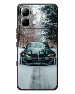 Чехол для Infinix Note Edge с картинкой «BMW в зимнем лесу»
