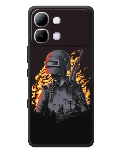 Чехол для Infinix Note Edge с картинкой «PUBG — огненный силуэт»