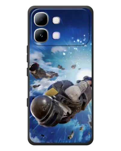 Чехол для Infinix Note Edge с картинкой «Десант PUBG — прыжок»
