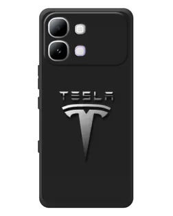 Чехол для Infinix Note Edge с картинкой «Стальной логотип Tesla»
