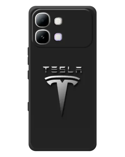 Чехол для Infinix Note Edge с картинкой «Стальной логотип Tesla»