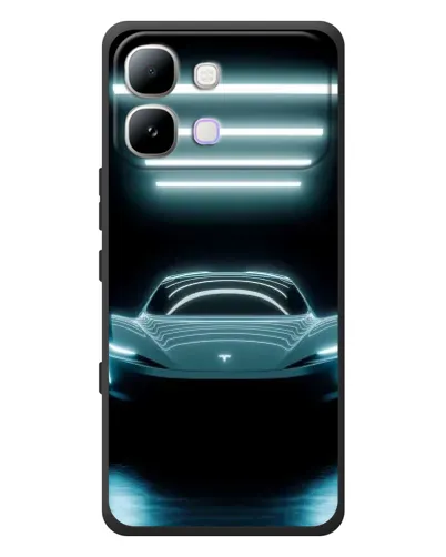 Чехол для Infinix Note Edge с картинкой «Tesla в неоне»