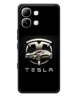 Чехол для Infinix Note Edge с картинкой «Tesla — серебристое авто»