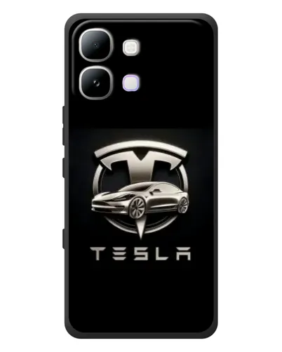 Чехол для Infinix Note Edge с картинкой «Tesla — серебристое авто»
