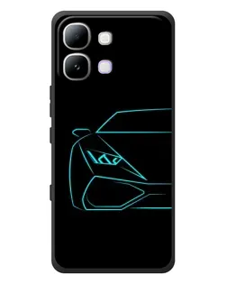 Чехол для Infinix Note Edge с картинкой «Голубой силуэт Lamborghini»