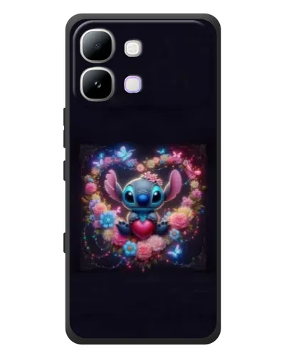 Чехол для Infinix Note Edge с картинкой «Stitch в цветах»