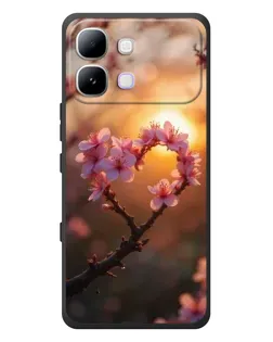 Чехол для Infinix Note Edge с картинкой «Розовый цвет сердце на фоне заката»