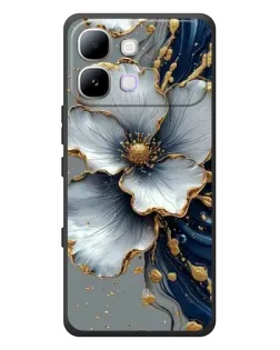 Чехол для Infinix Note Edge с картинкой «Белый цветок и золотой флюид»