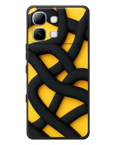 Чехол для Infinix Note Edge с картинкой «Черное желтое переплетение»