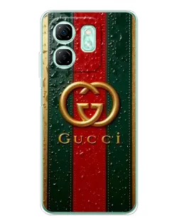 Чехол для Infinix Smart 10 HD с картинкой «Gucci — фирменная полоса и золото»