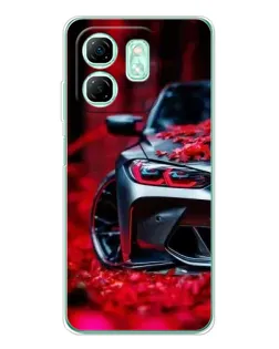 Чехол для Infinix Smart 10 HD с картинкой «Спортивная BMW и цветы»