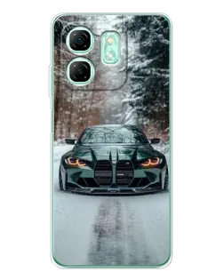Чехол для Infinix Smart 10 HD с картинкой «BMW в зимнем лесу»