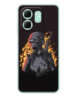 Чехол для Infinix Smart 10 HD с картинкой «PUBG — огненный силуэт»