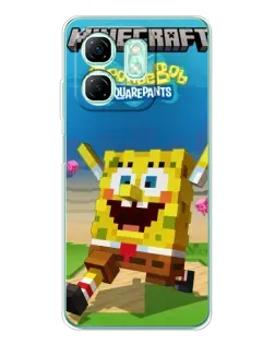 Чехол для Infinix Smart 10 HD с картинкой «Губка Боб Minecraft»