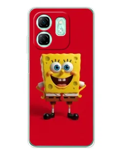 Чехол для Infinix Smart 10 HD с картинкой «Спанч Боб на красном»