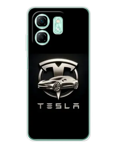 Чехол для Infinix Smart 10 HD с картинкой «Tesla — серебристое авто»