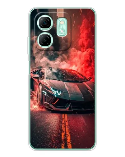 Чехол для Infinix Smart 10 HD с картинкой «Lamborghini красный дым»