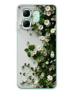 Чехол для Infinix Smart 10 HD с картинкой «Ветка мелких белых цветов»