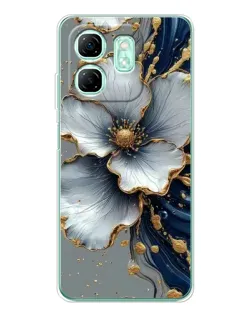 Чехол для Infinix Smart 10 HD с картинкой «Белый цветок и золотой флюид»