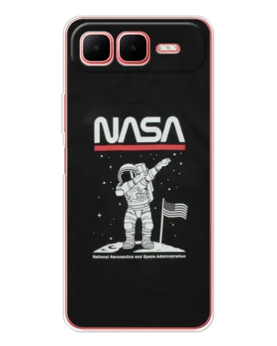 Чехол для Infinix Smart 10 Plus с картинкой «NASA — шагаем по Луне»
