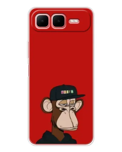 Чехол для Infinix Smart 10 Plus с картинкой «Bored Ape — красный фон» Чехол для Infinix Smart 10 Plus с картинкой «Bored Ape — красный фон»