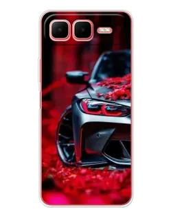 Чехол для Infinix Smart 10 Plus с картинкой «Спортивная BMW и цветы»