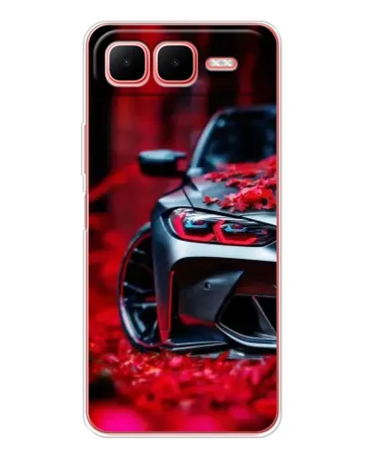 Чехол для Infinix Smart 10 Plus с картинкой «Спортивная BMW и цветы»