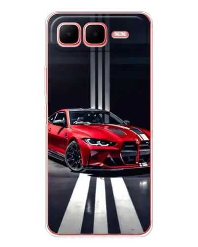 Чехол для Infinix Smart 10 Plus с картинкой «Красная BMW на дороге»