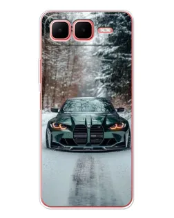 Чехол для Infinix Smart 10 Plus с картинкой «BMW в зимнем лесу»