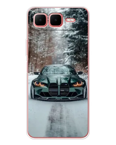 Чехол для Infinix Smart 10 Plus с картинкой «BMW в зимнем лесу»