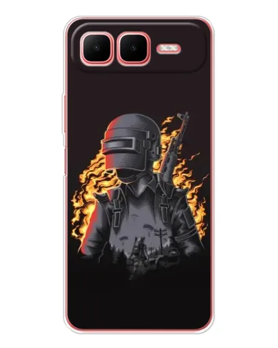 Чехол для Infinix Smart 10 Plus с картинкой «PUBG — огненный силуэт»
