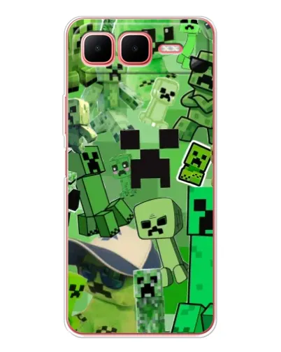 Чехол для Infinix Smart 10 Plus с картинкой «Криперы Minecraft»