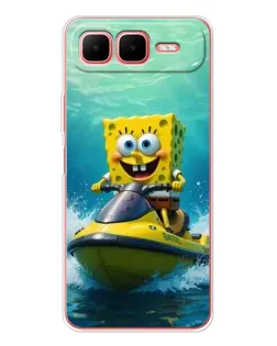 Чехол для Infinix Smart 10 Plus с картинкой «Спанч Боб на гидроцикле»