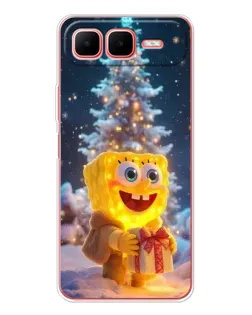 Чехол для Infinix Smart 10 Plus с картинкой «Рождественский Спанч Боб»