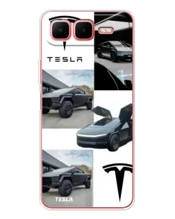 Чехол для Infinix Smart 10 Plus с картинкой «Коллаж Cybertruck Tesla»