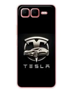 Чехол для Infinix Smart 10 Plus с картинкой «Tesla — серебристое авто»