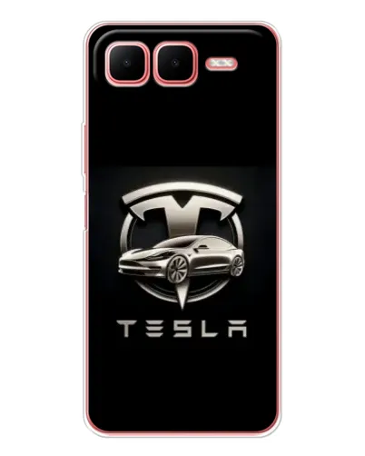 Чехол для Infinix Smart 10 Plus с картинкой «Tesla — серебристое авто»