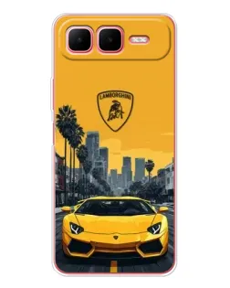 Чехол для Infinix Smart 10 Plus с картинкой «Желтый Lamborghini город»
