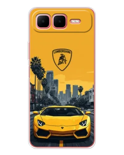 Чехол для Infinix Smart 10 Plus с картинкой «Желтый Lamborghini город»