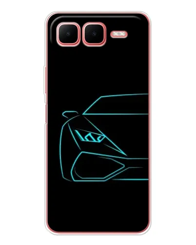 Чехол для Infinix Smart 10 Plus с картинкой «Голубой силуэт Lamborghini»