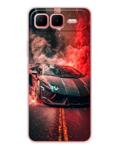 Чехол для Infinix Smart 10 Plus с картинкой «Lamborghini красный дым»
