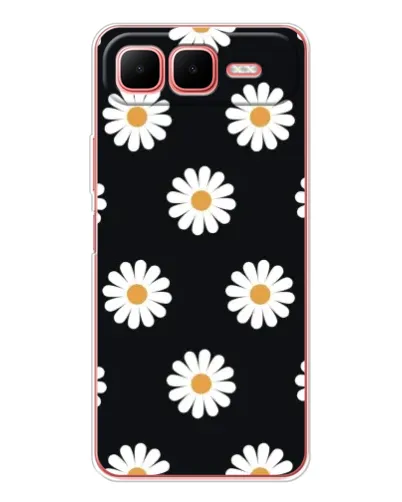 Чехол для Infinix Smart 10 Plus с картинкой «Ромашки на черном»