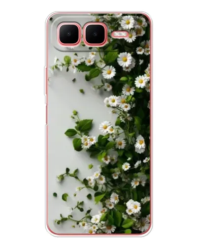Чехол для Infinix Smart 10 Plus с картинкой «Ветка мелких белых цветов»