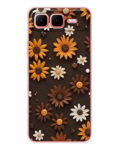 Чехол для Infinix Smart 10 Plus с картинкой «Узор из маленьких подсолнухов»