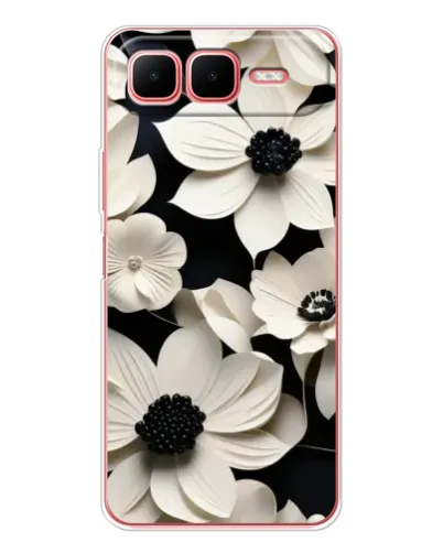 Чехол для Infinix Smart 10 Plus с картинкой «Объемные белые цветы»