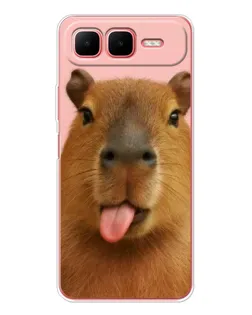 Чехол для Infinix Smart 10 Plus с картинкой «Капибара с языком»